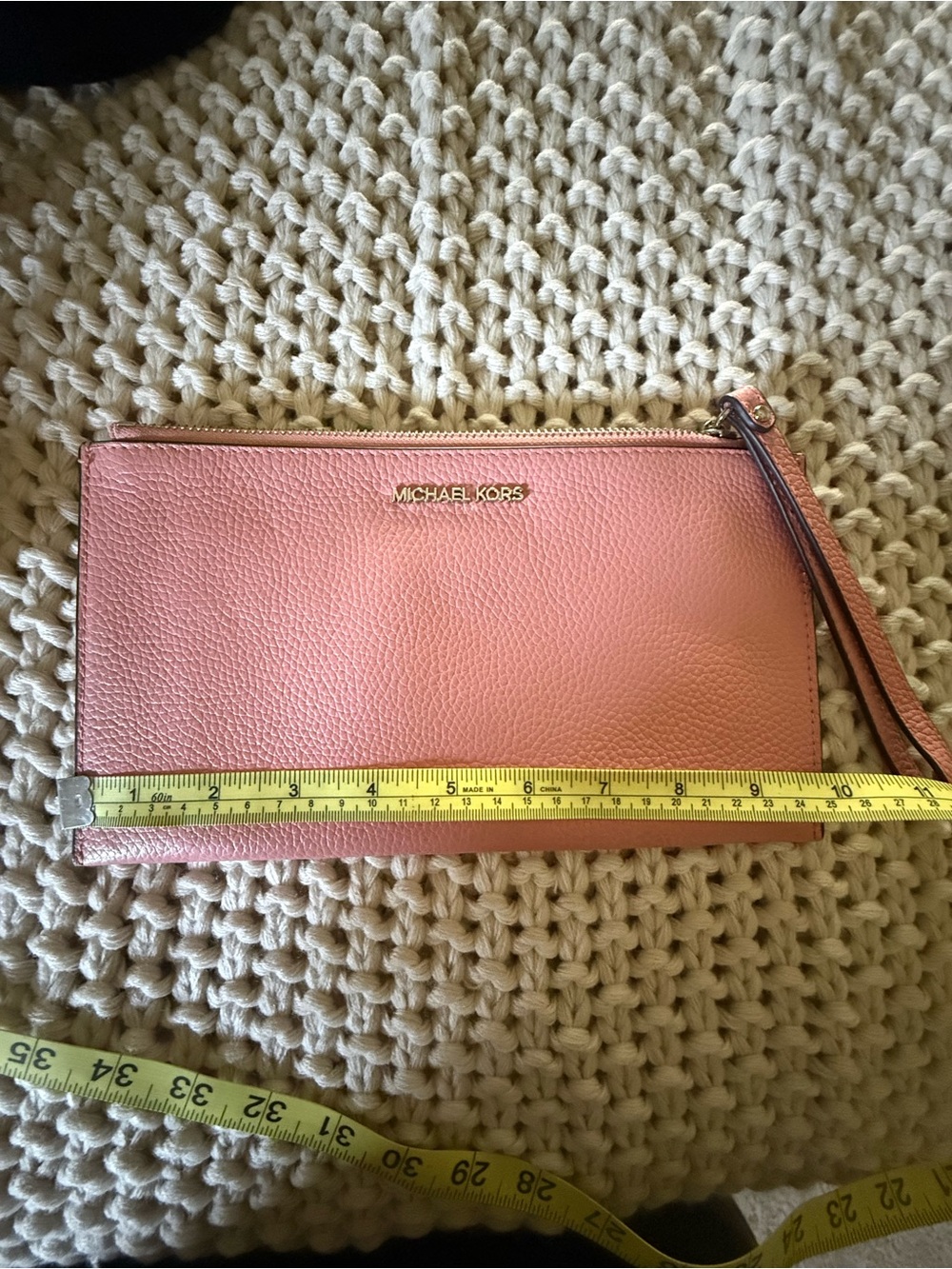 Michael Kors Rose Pink Pebbled Leather Wristlet Clutch